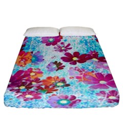 Cosmos Flowers Fitted Sheet (california King Size) by DinkovaArt