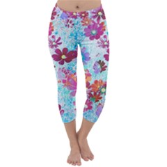 Cosmos Flowers Capri Winter Leggings 