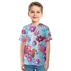 Cosmos Flowers Kids  Sport Mesh Tee