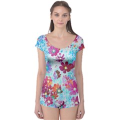 Cosmos Flowers Boyleg Leotard 