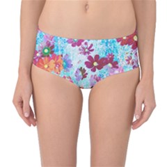 Cosmos Flowers Mid-Waist Bikini Bottoms