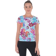 Cosmos Flowers Short Sleeve Sports Top 