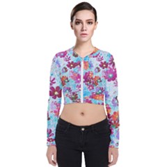 Cosmos Flowers Long Sleeve Zip Up Bomber Jacket