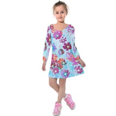 Cosmos Flowers Kids  Long Sleeve Velvet Dress