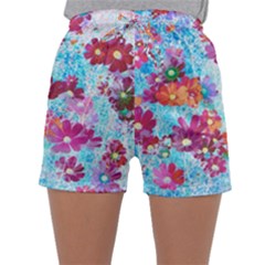 Cosmos Flowers Sleepwear Shorts by DinkovaArt