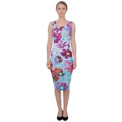 Cosmos Flowers Sleeveless Pencil Dress