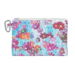 Cosmos Flowers Canvas Cosmetic Bag (large) by DinkovaArt