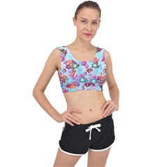 Cosmos Flowers V-Back Sports Bra