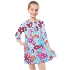 Cosmos Flowers Kids  Quarter Sleeve Shirt Dress