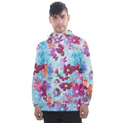 Cosmos Flowers Men s Front Pocket Pullover Windbreaker