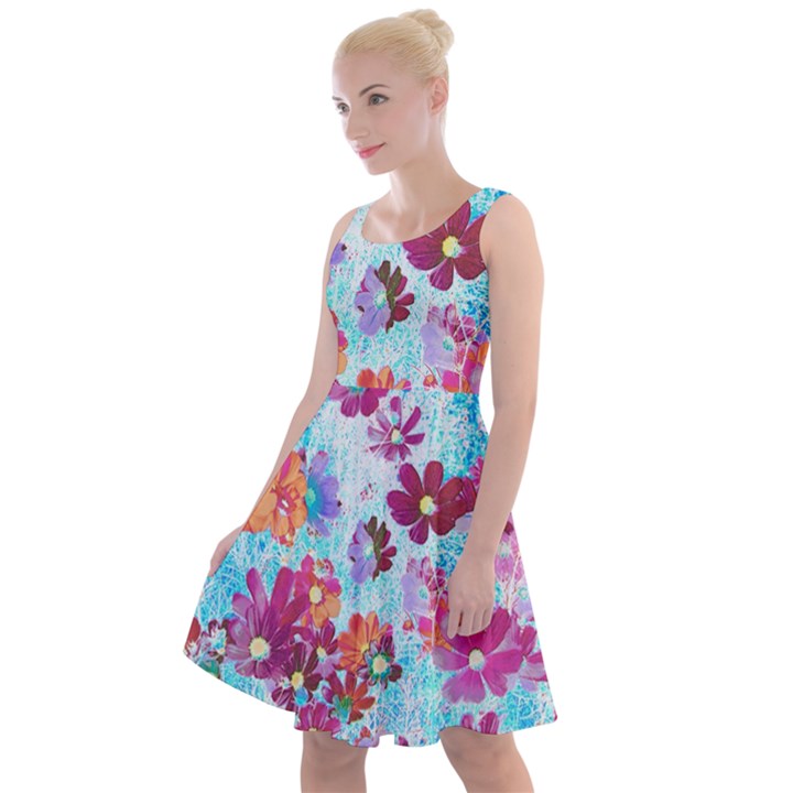 Cosmos Flowers Knee Length Skater Dress