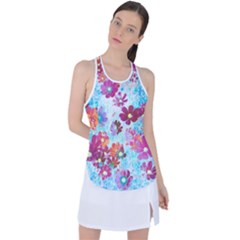 Cosmos Flowers Racer Back Mesh Tank Top by DinkovaArt