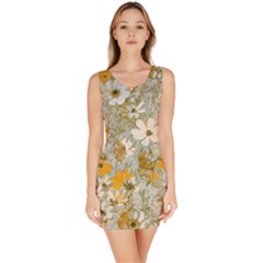 Cosmos Flowers Sepia Color Bodycon Dress by DinkovaArt