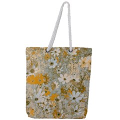 Cosmos Flowers Sepia Color Full Print Rope Handle Tote (large) by DinkovaArt