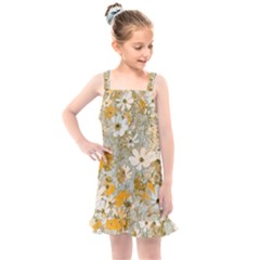 Cosmos Flowers Sepia Color Kids  Overall Dress by DinkovaArt