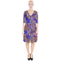 Cosmos Flowers Brown Blue Wrap Up Cocktail Dress View1