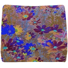 Cosmos Flowers Brown Blue Seat Cushion