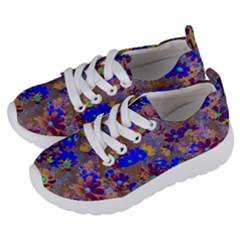 Cosmos Flowers Brown Blue Kids  Lightweight Sports Shoes by DinkovaArt