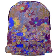 Cosmos Flowers Brown Blue Giant Full Print Backpack by DinkovaArt