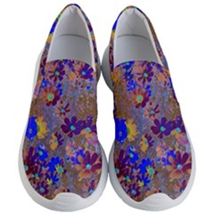 Cosmos Flowers Brown Blue Women s Lightweight Slip Ons by DinkovaArt