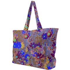 Cosmos Flowers Brown Blue Simple Shoulder Bag