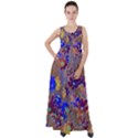 Cosmos Flowers Brown Blue Empire Waist Velour Maxi Dress View1