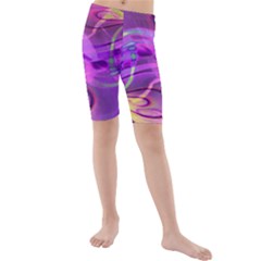 Infinity Painting Purple Kids  Mid Length Swim Shorts by DinkovaArt