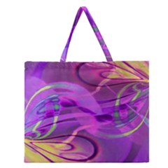 Infinity Painting Purple Zipper Large Tote Bag by DinkovaArt