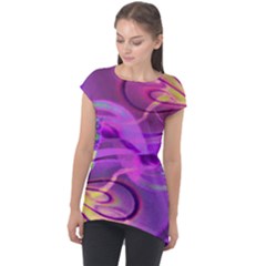 Infinity Painting Purple Cap Sleeve High Low Top by DinkovaArt