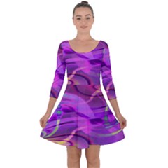 Infinity Painting Purple Quarter Sleeve Skater Dress by DinkovaArt