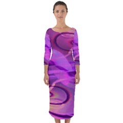 Infinity Painting Purple Quarter Sleeve Midi Bodycon Dress by DinkovaArt