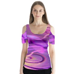 Infinity Painting Purple Butterfly Sleeve Cutout Tee 