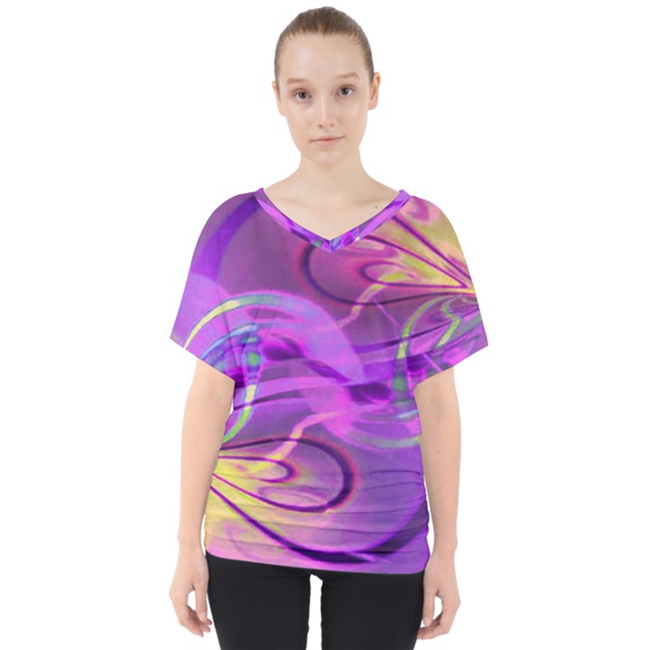 Infinity Painting Purple V-Neck Dolman Drape Top