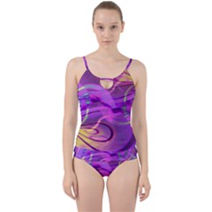 Infinity Painting Purple Cut Out Top Tankini Set by DinkovaArt