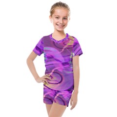 Infinity Painting Purple Kids  Mesh Tee And Shorts Set