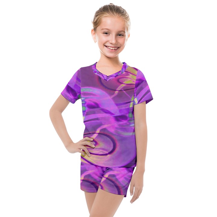 Infinity Painting Purple Kids  Mesh Tee and Shorts Set