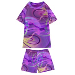 Infinity Painting Purple Kids  Swim Tee And Shorts Set by DinkovaArt