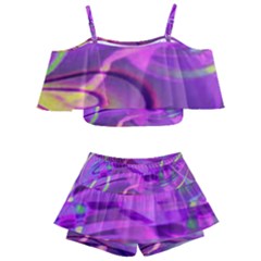 Infinity Painting Purple Kids  Off Shoulder Skirt Bikini by DinkovaArt