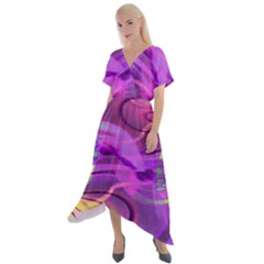 Infinity Painting Purple Cross Front Sharkbite Hem Maxi Dress by DinkovaArt