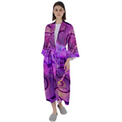 Infinity Painting Purple Maxi Satin Kimono