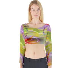 Infinity Painting Green Long Sleeve Crop Top by DinkovaArt