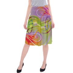 Infinity Painting Green Midi Beach Skirt by DinkovaArt