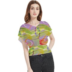 Infinity Painting Green Butterfly Chiffon Blouse