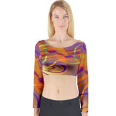 Infinity Painting Orange Long Sleeve Crop Top by DinkovaArt