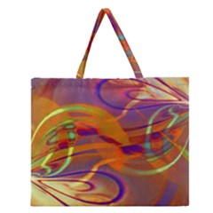 Infinity Painting Orange Zipper Large Tote Bag by DinkovaArt