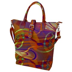 Infinity Painting Orange Buckle Top Tote Bag by DinkovaArt