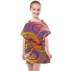 Infinity Painting Orange Kids  One Piece Chiffon Dress by DinkovaArt