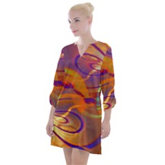 Infinity Painting Orange Open Neck Shift Dress