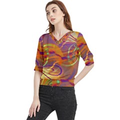 Infinity Painting Orange Quarter Sleeve Blouse