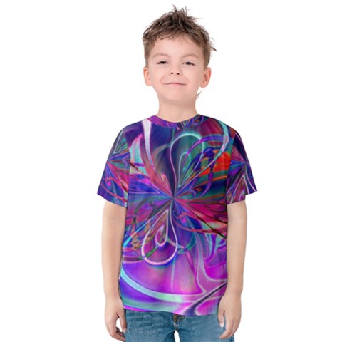 Rainbow Painting Pattern 2 Kids  Cotton Tee by DinkovaArt